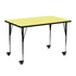 Yellow Top/Black Frame |#| Mobile 24"W x 48"L Rectangular Yellow Thermal Laminate Adjustable Activity Table