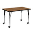 Oak Top/Black Frame |#| Mobile 24"W x 48"L Rectangular Oak Thermal Laminate Adjustable Activity Table