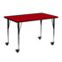 Red Top/Black Frame |#| Mobile 24"W x 48"L Rectangular Red Thermal Laminate Adjustable Activity Table