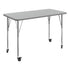 Gray Top/Silver Frame |#| Commercial Adjustable Height Rectangular Activity Table - Locking Casters-Gray