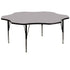 Gray Top/Black Frame |#| 60" Flower Grey Thermal Laminate Activity Table - Height Adjustable Short Legs