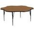 Oak Top/Black Frame |#| 60" Flower Oak Thermal Laminate Activity Table - Height Adjustable Short Legs