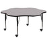 Gray Top/Black Frame |#| Mobile 60" Flower Grey Thermal Laminate Activity Table - Height Adjustable Legs