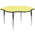 Yellow Top/Black Frame |#| 60" Flower Yellow Thermal Laminate Activity Table - Height Adjustable Legs