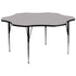 Gray Top/Black Frame |#| 60" Flower Grey Laminate Activity Table - Standard Height Adjustable Legs