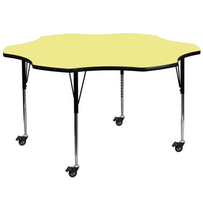 Commercial Adjustable Height Flower Activity Table with Locking Casters - View 1