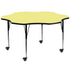 Yellow Top/Black Frame |#| Mobile 60" Flower Yellow Thermal Laminate Activity Table-Height Adjustable Legs