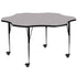 Gray Top/Black Frame |#| Mobile 60" Flower Grey Thermal Laminate Activity Table - Height Adjustable Legs
