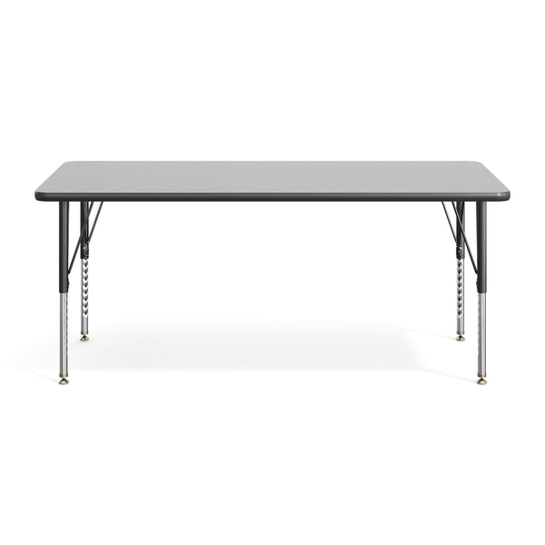 Grey Top/Black Frame |#| Commercial Adjustable Height Rectangular Activity Table with Short Legs in Gray