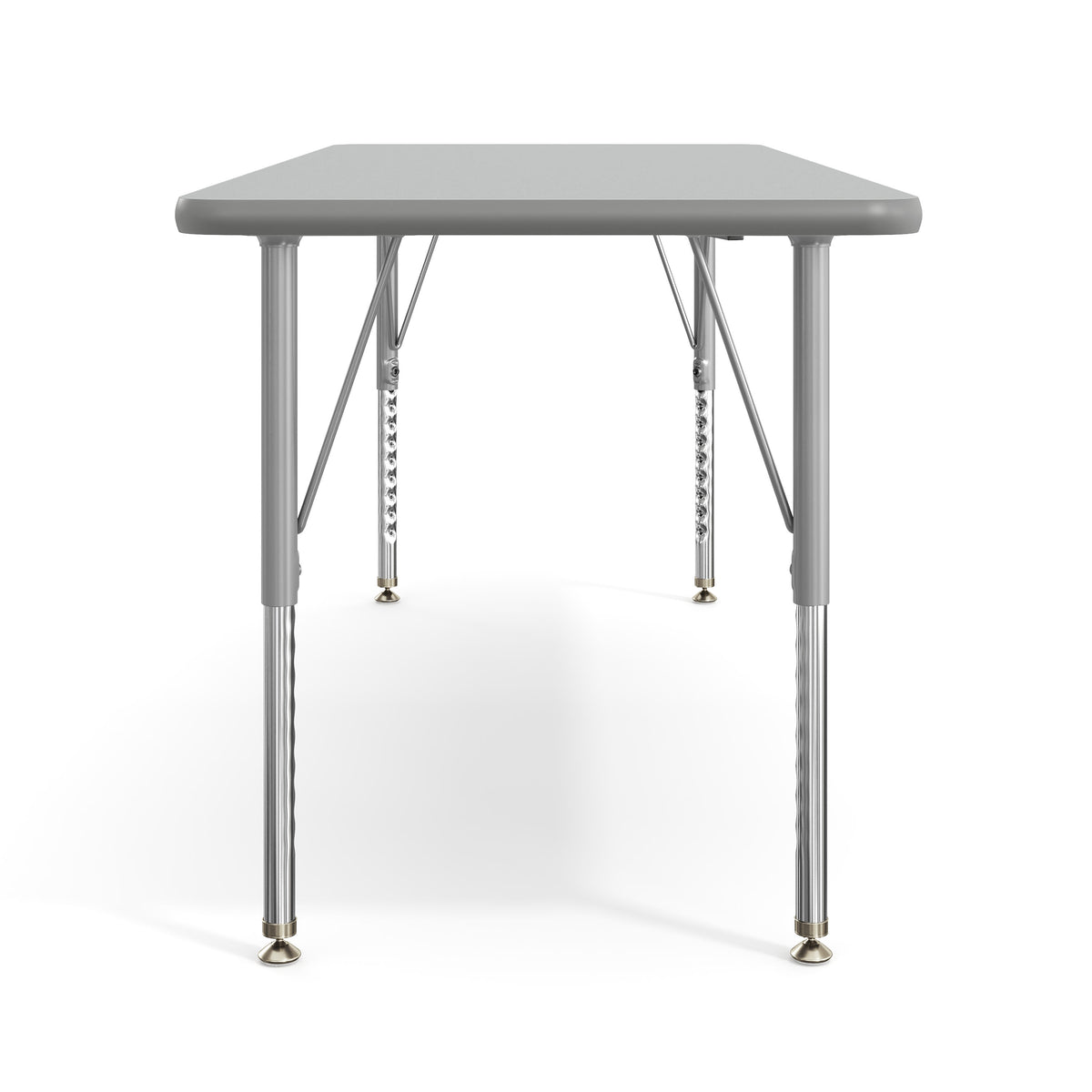 Gray Top/Silver Frame |#| Commercial Adjustable Height Rectangular Activity Table with Short Legs in Gray