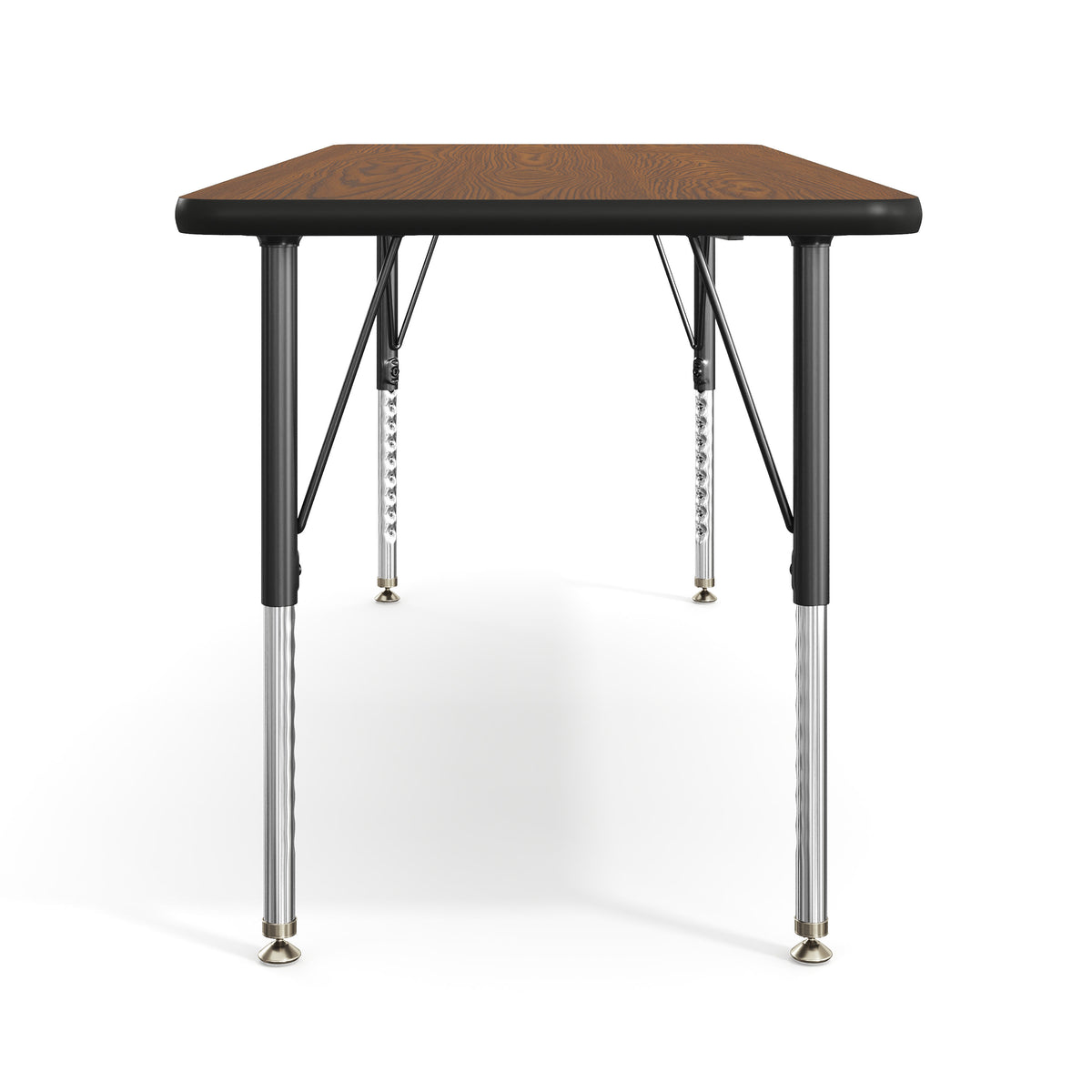 Oak Top/Black Frame |#| Commercial Adjustable Height Rectangular Activity Table with Short Legs in Oak