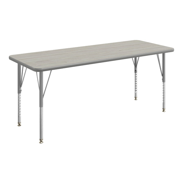 Light Gray Top/Silver Frame |#| Commercial Adjustable Height Rectangular Activity Table with Short Legs-Light GY