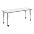 White Top/Silver Frame |#| Commercial Adjustable Height Rectangular Activity Table - Locking Casters-White