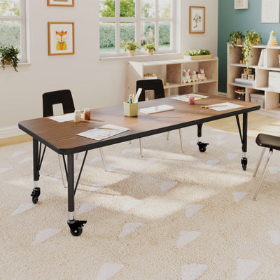 Commercial Adjustable Height Rectangular Activity Table with Locking Casters - View 2