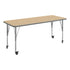 Light Natural Top/Silver Frame |#| Commercial Adjustable Height Rectangular Activity Table - Locking Casters-LT NAT