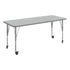 Gray Top/Silver Frame |#| Commercial Adjustable Height Rectangular Activity Table - Locking Casters-Gray