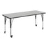 Grey Top/Black Frame |#| Commercial Adjustable Height Rectangular Activity Table - Locking Casters-Gray