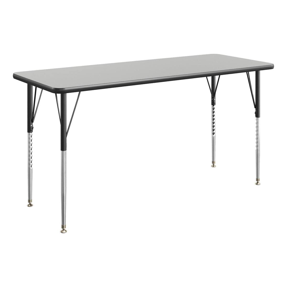 Grey Top/Black Frame |#| Commercial Adjustable Height Rectangular Activity Table-Standard Legs in Gray