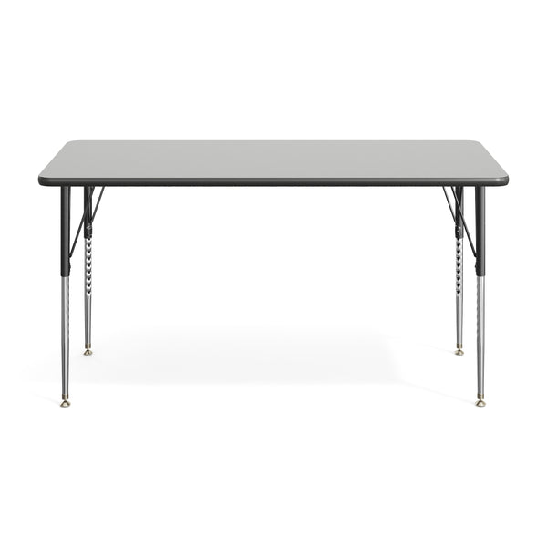 Grey Top/Black Frame |#| Commercial Adjustable Height Rectangular Activity Table-Standard Legs in Gray
