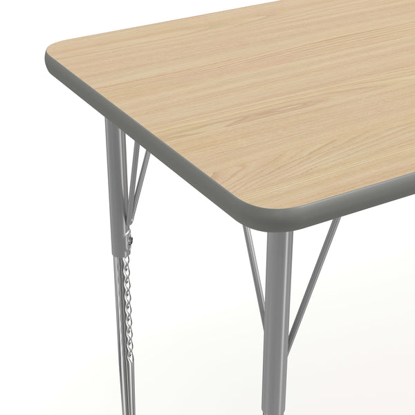 Light Natural Top/Silver Frame |#| Commercial Adjustable Height Rectangular Activity Table-Standard Legs in LT NAT