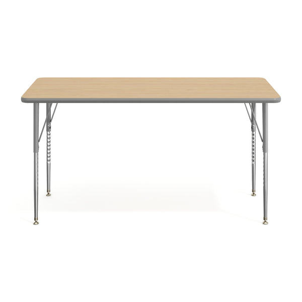 Light Natural Top/Silver Frame |#| Commercial Adjustable Height Rectangular Activity Table-Standard Legs in LT NAT