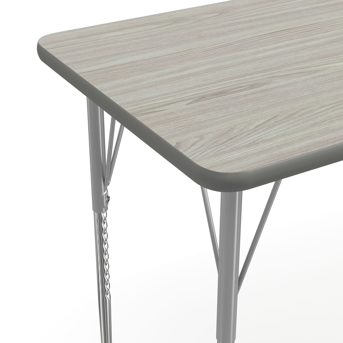 Light Gray Top/Silver Frame |#| Commercial Adjustable Height Rectangular Activity Table - Standard Legs-LT GY