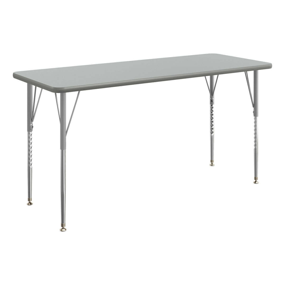 Gray Top/Silver Frame |#| Commercial Adjustable Height Rectangular Activity Table-Standard Legs in Gray