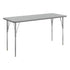 Gray Top/Silver Frame |#| Commercial Adjustable Height Rectangular Activity Table-Standard Legs in Gray