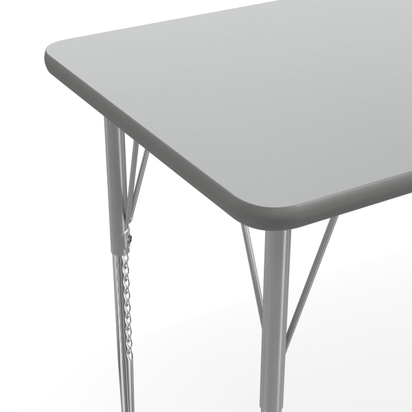 Gray Top/Silver Frame |#| Commercial Adjustable Height Rectangular Activity Table-Standard Legs in Gray