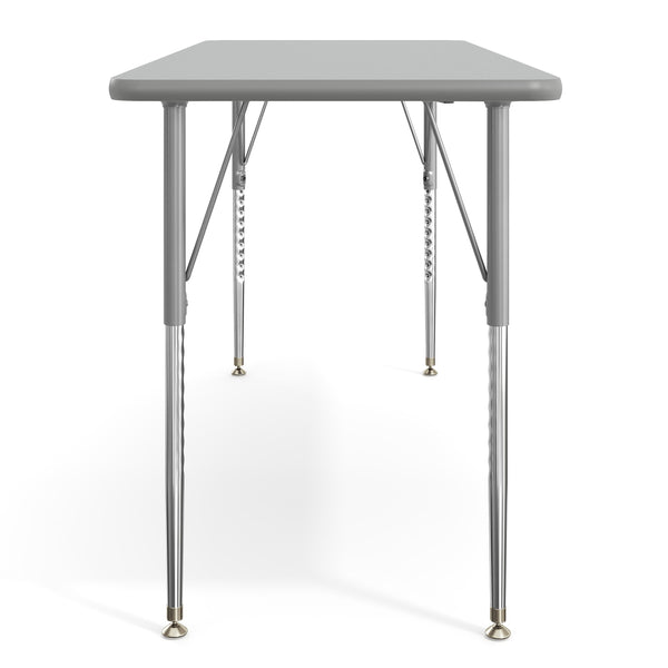 Gray Top/Silver Frame |#| Commercial Adjustable Height Rectangular Activity Table-Standard Legs in Gray