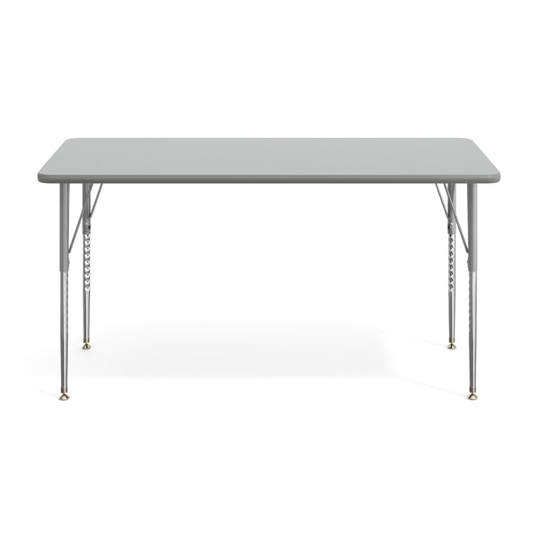 Gray Top/Silver Frame |#| Commercial Adjustable Height Rectangular Activity Table-Standard Legs in Gray