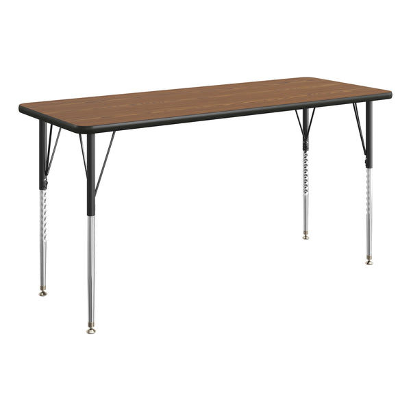 Oak Top/Black Frame |#| Commercial Adjustable Height Rectangular Activity Table-Standard Legs in Oak