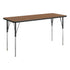 Oak Top/Black Frame |#| Commercial Adjustable Height Rectangular Activity Table-Standard Legs in Oak