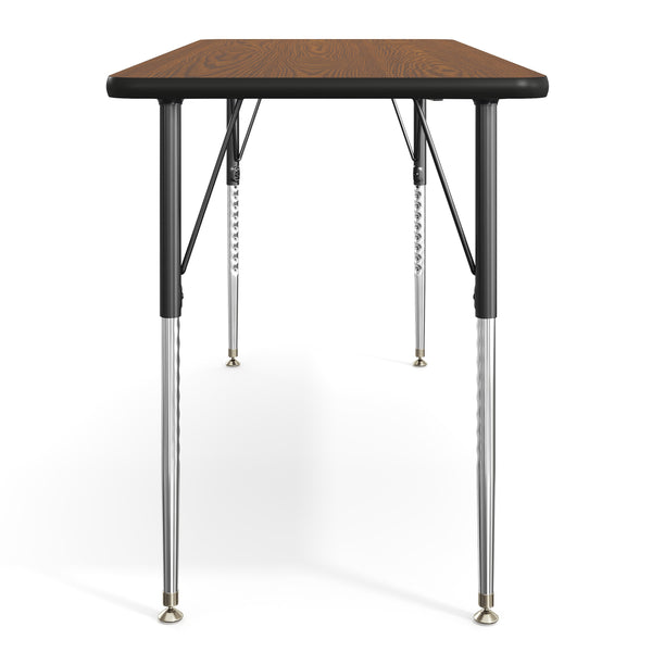 Oak Top/Black Frame |#| Commercial Adjustable Height Rectangular Activity Table-Standard Legs in Oak