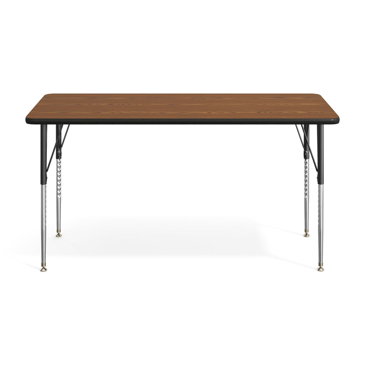 Oak Top/Black Frame |#| Commercial Adjustable Height Rectangular Activity Table-Standard Legs in Oak