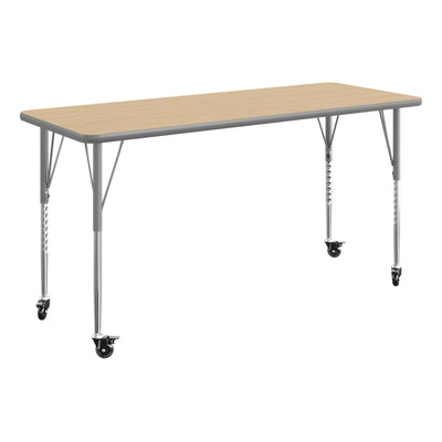 Commercial Adjustable Height Rectangular Activity Table with Locking Casters - View 1