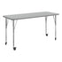 Gray Top/Silver Frame |#| Commercial Adjustable Height Rectangular Activity Table - Locking Casters-Gray