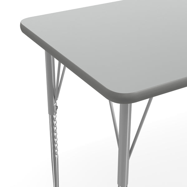 Gray Top/Silver Frame |#| Commercial Adjustable Height Rectangular Activity Table - Locking Casters-Gray