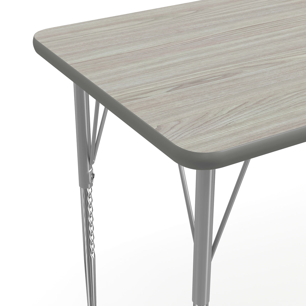 Light Gray Top/Silver Frame |#| Commercial Adjustable Height Rectangular Activity Table - Locking Casters-LT GY