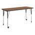 Oak Top/Black Frame |#| Commercial Adjustable Height Rectangular Activity Table - Locking Casters-Oak