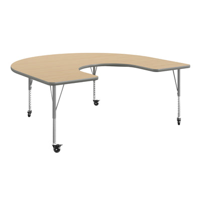 Commercial Adjustable Height Horseshoe Activity Table with Locking Casters - View 1