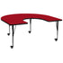 Red Top/Black Frame |#| Mobile 60"W x 66"L Horseshoe Red Thermal Laminate Adjustable Activity Table