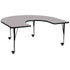 Gray Top/Black Frame |#| Mobile 60"W x 66"L Horseshoe Grey Thermal Laminate Adjustable Activity Table