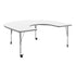 White Top/Silver Frame |#| Commercial Adjustable Height Horseshoe Activity Table with Locking Casters-White