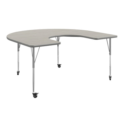 Commercial Adjustable Height Horseshoe Activity Table with Locking Casters - View 1