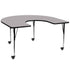 Gray Top/Black Frame |#| Mobile 60"W x 66"L Horseshoe Grey Thermal Laminate Adjustable Activity Table