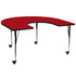Red Top/Black Frame |#| Mobile 60"W x 66"L Horseshoe Red Thermal Laminate Adjustable Activity Table