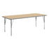 Light Natural Top/Silver Frame |#| Commercial Adjustable Height Rectangular Activity Table with Short Legs-LT NAT