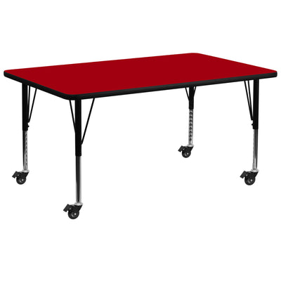 Commercial Adjustable Height Rectangular Activity Table with Locking Casters - View 1
