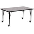 Gray Top/Black Frame |#| Mobile 30"W x 72"L Rectangular Grey Thermal Laminate Adjustable Activity Table